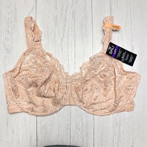 Bali Bra Lift Seamed Full Coverage Underwires Lace Adjustable Straps Size 42DD
